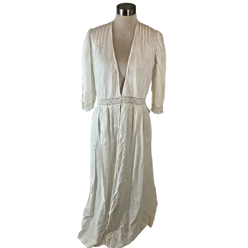 Vintage Katherine Harestad White Rose Sz SM 80s Romantic Style‎ Gown Robe